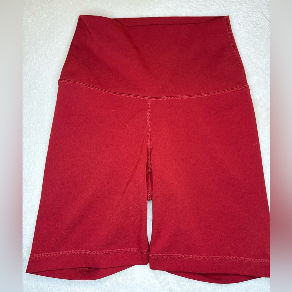 Women's Red High-Waisted biker Shorts